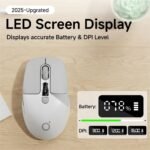 EWEADN Q1 Wireless Bluetooth Mouse, BT & 2.4G Computer Mouse with Battery & DPI LED Screen Display, Type-C Rechargeable with 1600 DPI Levels, 6 Button Silent Ergonomic Mouse for Laptop/PC/Mac-Grey - Image 3