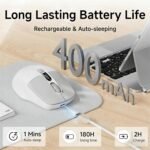 EWEADN Q1 Wireless Bluetooth Mouse, BT & 2.4G Computer Mouse with Battery & DPI LED Screen Display, Type-C Rechargeable with 1600 DPI Levels, 6 Button Silent Ergonomic Mouse for Laptop/PC/Mac-Grey - Image 4