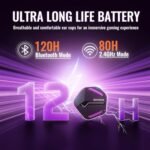 BINNUNE 2.4GHz Wireless Gaming Headset, Bluetooth 5.3 Gaming Headphones with Noise Canceling Mic, 120H Ultra-Long Battery, 50mm Drivers, Multi-Platform for PC / PS5 /PS4/ Switch/Mobile, Purple - Image 4