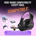 BINNUNE 2.4GHz Wireless Gaming Headset, Bluetooth 5.3 Gaming Headphones with Noise Canceling Mic, 120H Ultra-Long Battery, 50mm Drivers, Multi-Platform for PC / PS5 /PS4/ Switch/Mobile, Purple - Image 9