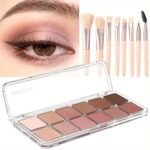 12 Color Eye Shadow Palette Matte Shimmer Eyeshadow Palette with 8 Soft Brushes Blendable Eye Shadow for Women Makeup Palette - Image 4