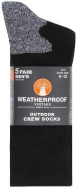 Weatherproof Vintage Men's Outdoor Wool Blend Crew Socks, 6-12 Shoe Size, 5 Pairs - Image 3