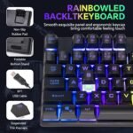 Gaming Keyboard Mouse Mousepad and Headset with mic Combo All in One USB Wired RGB Backlit Rainbow Side Button Gamer Bundle Set Compatible with PC Windows Xbox one PS4 PS5(Black) - Image 3