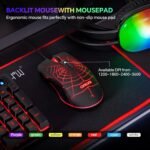 Gaming Keyboard Mouse Mousepad and Headset with mic Combo All in One USB Wired RGB Backlit Rainbow Side Button Gamer Bundle Set Compatible with PC Windows Xbox one PS4 PS5(Black) - Image 6
