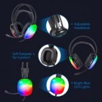 Gaming Keyboard Mouse Mousepad and Headset with mic Combo All in One USB Wired RGB Backlit Rainbow Side Button Gamer Bundle Set Compatible with PC Windows Xbox one PS4 PS5(Black) - Image 8