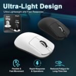 R1 SE+ Wireless Gaming Mouse, 18000 DPI, High-Precision PAW3395 SE Sensor,55g Lightweight,Tri-Mode 2.4G/BT5.0/USB-C Gaming Mouse, Programmable Ergonomic Mice Suitable for Laptops/PC/Mac (White) - Image 6