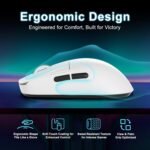 R1 SE+ Wireless Gaming Mouse, 18000 DPI, High-Precision PAW3395 SE Sensor,55g Lightweight,Tri-Mode 2.4G/BT5.0/USB-C Gaming Mouse, Programmable Ergonomic Mice Suitable for Laptops/PC/Mac (White) - Image 7