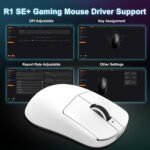 R1 SE+ Wireless Gaming Mouse, 18000 DPI, High-Precision PAW3395 SE Sensor,55g Lightweight,Tri-Mode 2.4G/BT5.0/USB-C Gaming Mouse, Programmable Ergonomic Mice Suitable for Laptops/PC/Mac (White) - Image 8