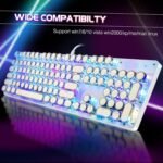 YSCP Typewriter Style Mechanical Gaming Keyboard RGB Backlit Wired with Blue Switch Retro Round Keycap 104 Keys Keyboard (R-White) - Image 7