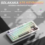 SOLAKAKA A75 75% Wireless Mechanical Keyboard, Hot Swappable Gaming Keyboard with Multifunction Knob & RGB, Gasket Mounted Creamy Keyboard, PBT Keycaps, Compact Layout for Win/Mac/PC - Image 3