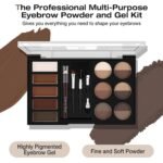 Eyebrow Powder Palette Set - 12 Colors, 5 Mascaras, 4 Stencils, Brush & Pencil, Volumizing Gel for Natural Brows - Image 5