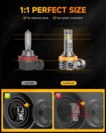 FAHREN H11 9005 Light Bulbs Combo, 110000LM 11X Super Bright H9 H8 HB3 Off-Road Use or Fog Light Bulbs, 6500k White Non-Polarity Plug and Play, Pack of 4 - Image 3