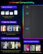 4-in-1 RGB Gaming Mouse Pad with Wireless Charging & Phone Stand, 31.5"x15.8" Large, 24 Light Effects, Non-Slip Base, Waterproof Ultra-Smooth Surface, with Adatper - Image 6