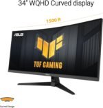 ASUS TUF Gaming 34” Ultra-Wide Curved Monitor (VG34VQ3B) – 21:9 QHD (3440x1440), 180Hz, 1ms, Extreme Low Motion Blur Sync, FreeSync Premium, Speaker, 90% DCI-P3, DisplayWidget Center, 3 yr Warranty - Image 3