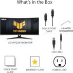 ASUS TUF Gaming 34” Ultra-Wide Curved Monitor (VG34VQ3B) – 21:9 QHD (3440x1440), 180Hz, 1ms, Extreme Low Motion Blur Sync, FreeSync Premium, Speaker, 90% DCI-P3, DisplayWidget Center, 3 yr Warranty - Image 8