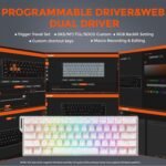 DAREU COOL60 60% Hall Effect Gaming Keyboard with Magnetic Switch, SOCD, 0.01mm Actuation Adjustable Rapid Trigger,8000 Hz Polling, Topographic PBT Keycaps, Hot-swap, RGB Backlit - Image 9