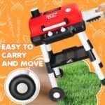 Kids Play Kitchen Toys, Kids BBQ Grill Playset with Smoke Sound Light, 2-Layer Barbecue Toy with Wheels, Outdoor Play Food Toys Cooking Set for Toddlers 3-5, Birthday for Boys Girls - Image 4