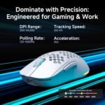 DIERYA M1 Wireless Gaming Mouse, 24000DPI, 180Hrs Battery, 16.8M RGB, 6 Programmable Buttons, Lightweight, Tri-Mode (2.4G/BT5.2/USB-C) for PC/Mac/Laptop - White - Image 5