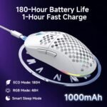 DIERYA M1 Wireless Gaming Mouse, 24000DPI, 180Hrs Battery, 16.8M RGB, 6 Programmable Buttons, Lightweight, Tri-Mode (2.4G/BT5.2/USB-C) for PC/Mac/Laptop - White - Image 6