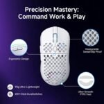 DIERYA M1 Wireless Gaming Mouse, 24000DPI, 180Hrs Battery, 16.8M RGB, 6 Programmable Buttons, Lightweight, Tri-Mode (2.4G/BT5.2/USB-C) for PC/Mac/Laptop - White - Image 7