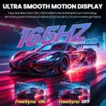 CRUA 34'' Gaming Monitor 165Hz/144Hz, UWQHD 3440x1440P IPS Ultrawide Screen Computer Monitors with Built-in Speakers, Supports FreeSync, 120% sRGB, PIP/PBP, HDMI2.0 & DP1.4, Wall Mount&Tilt Adjustable - Image 4