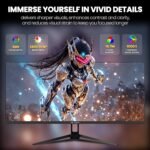CRUA 34'' Gaming Monitor 165Hz/144Hz, UWQHD 3440x1440P IPS Ultrawide Screen Computer Monitors with Built-in Speakers, Supports FreeSync, 120% sRGB, PIP/PBP, HDMI2.0 & DP1.4, Wall Mount&Tilt Adjustable - Image 6