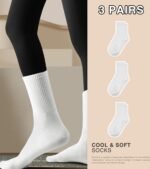 DOKUTOKU 3-12 Pack Womens Crew Socks Size 6-9 Light Weight Thin Casual Calf Socks - Image 6