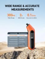 AstroAI Digital Tire Pressure Gauge 3-300PSI Calibrated to ANSI B40.7 Grade 2A (0.5%), Backlight and Flashlight, Presta Valve Adaptor Included, 4 Units, AAA Batteries, Orange - Image 3