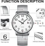 LN LENQIN Mens Watches Easy Read Analog Quartz Sport Waterproof Watch for Men with Date and 38mm Stainless Steel Expansion Band - Image 5
