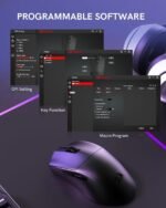 Redragon Wireless Gaming Mouse, 54G Lightweight, Tri-Mode 2.4G/USB C Wired/Bluetooth, Black PC Gaming Mice for Computer Laptop Mac Windows, Max 128000 DPI, 1K Polling, 6 Programmable Buttons, M821 - Image 4