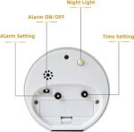 HIQU and HIST Alarm Clock with Backlight, 4 Inches White Desk Clock (White) - Image 4
