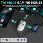 Aula SC620 Wireless Gaming Mouse, Tri-Mode 2.4GHz/USB-C/BT5.3 Computer Mouse with 12000 DPI, Programmable Macro Gamer Mouse with Rapid Fire Key, RGB Light Gaming Mice for PC/Laptop/Mac (Line White) - Image 4