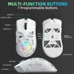 Aula SC620 Wireless Gaming Mouse, Tri-Mode 2.4GHz/USB-C/BT5.3 Computer Mouse with 12000 DPI, Programmable Macro Gamer Mouse with Rapid Fire Key, RGB Light Gaming Mice for PC/Laptop/Mac (Line White) - Image 8