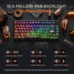 RK ROYAL KLUDGE 75% HE Mechanical Gaming Keyboard Wired Hall Effect Magnetic Compact Keyboard with Rapid Trigger 8000Hz Polling Rate Hot Swappable PCB RGB Backlit PBT Keycaps Volume Knob - Image 9
