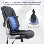 COLAMY High Back Executive Office Chair - Padded Leather Ergonomic Computer Desk Chair with Inflatable Lumbar Support & Flip-Up Arms, Adjustable Tilt Lock Swivel Task Chair for Home Office, Black - Image 5