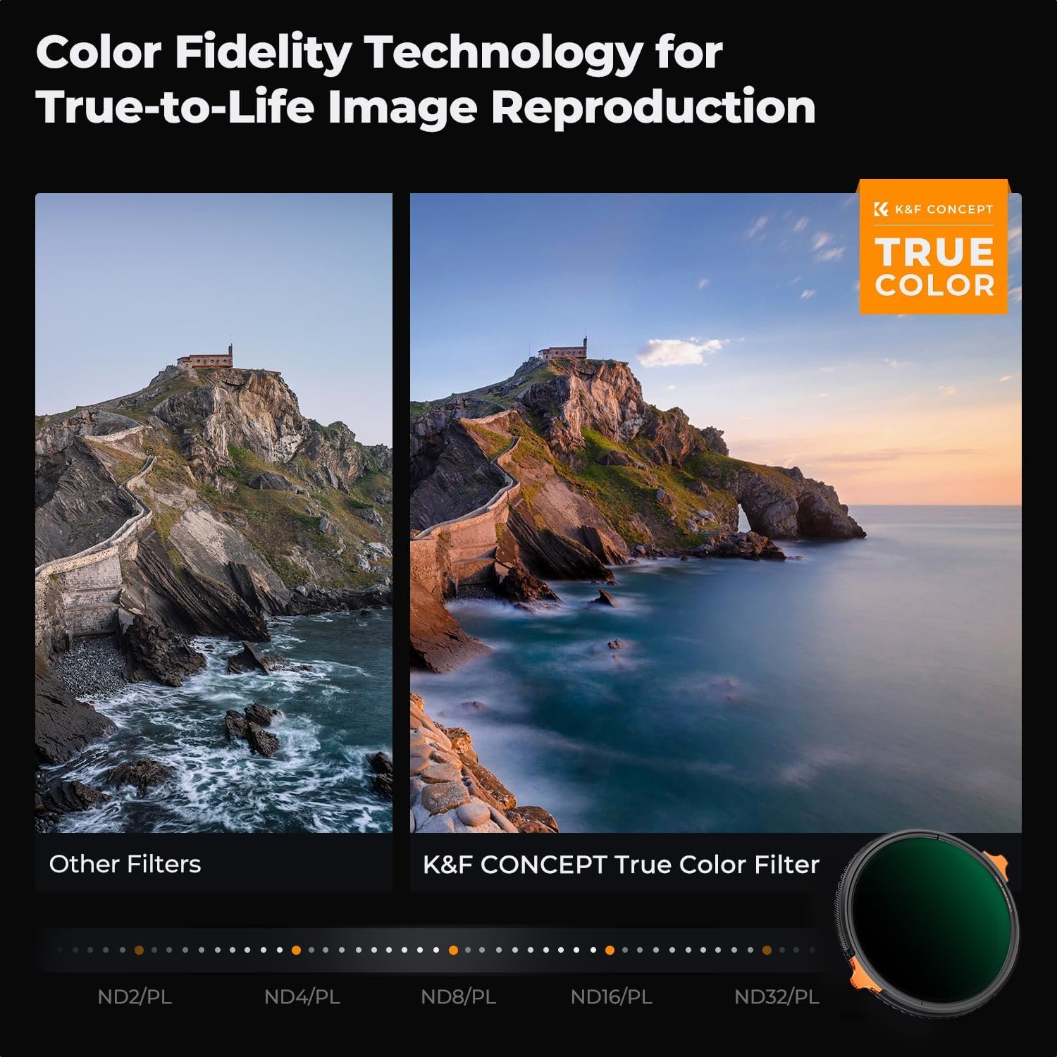 K&F CONCEPT 82mm True Color Variable Fader ND2-32 ND Filter and CPL Circular Polarizing Lens Filter in 1 for Camera Lens Neutral Density Polarizer Filter (Nano-X Series) - Image 4