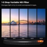 K&F CONCEPT 82mm True Color Variable Fader ND2-32 ND Filter and CPL Circular Polarizing Lens Filter in 1 for Camera Lens Neutral Density Polarizer Filter (Nano-X Series) - Image 6