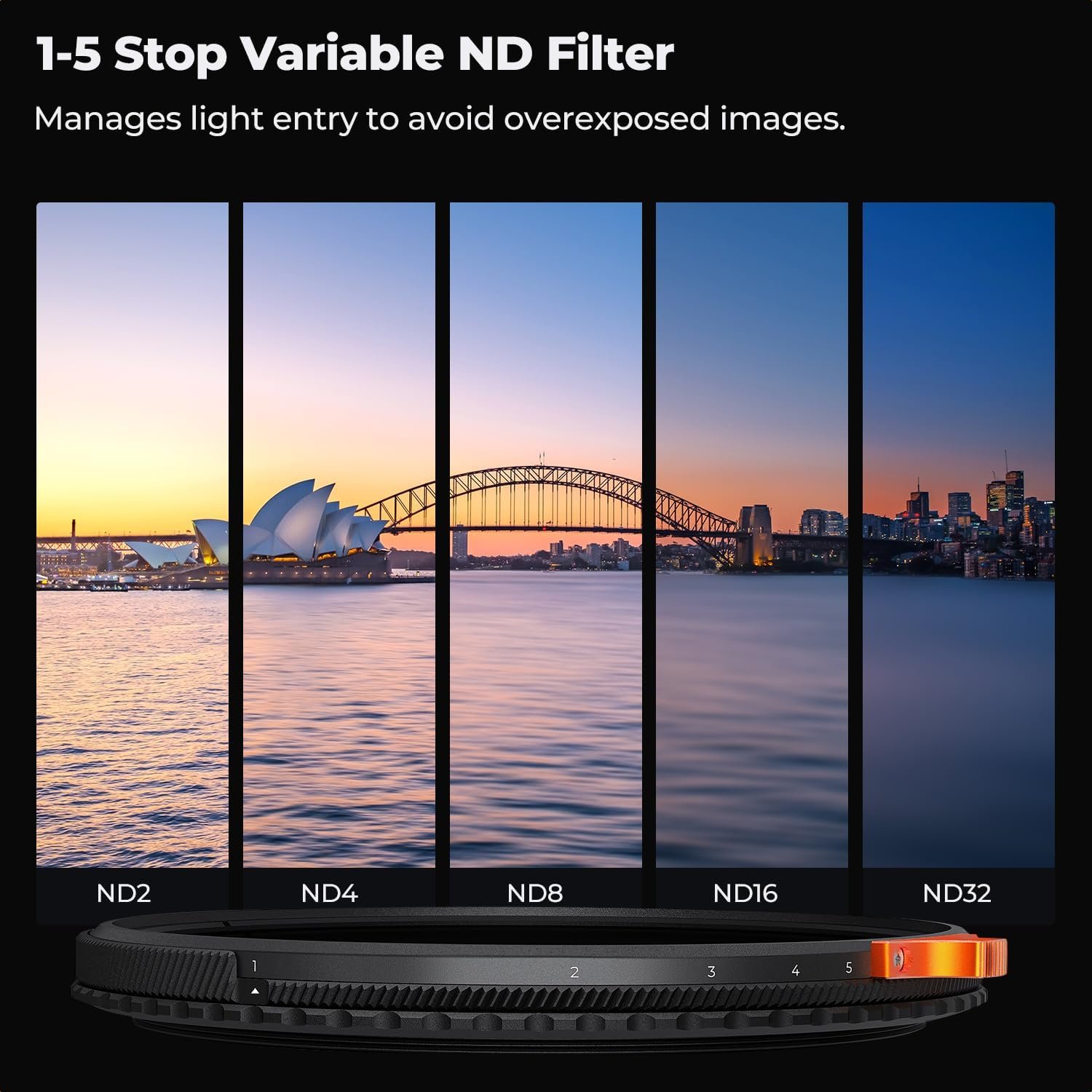 K&F CONCEPT 82mm True Color Variable Fader ND2-32 ND Filter and CPL Circular Polarizing Lens Filter in 1 for Camera Lens Neutral Density Polarizer Filter (Nano-X Series) - Image 6