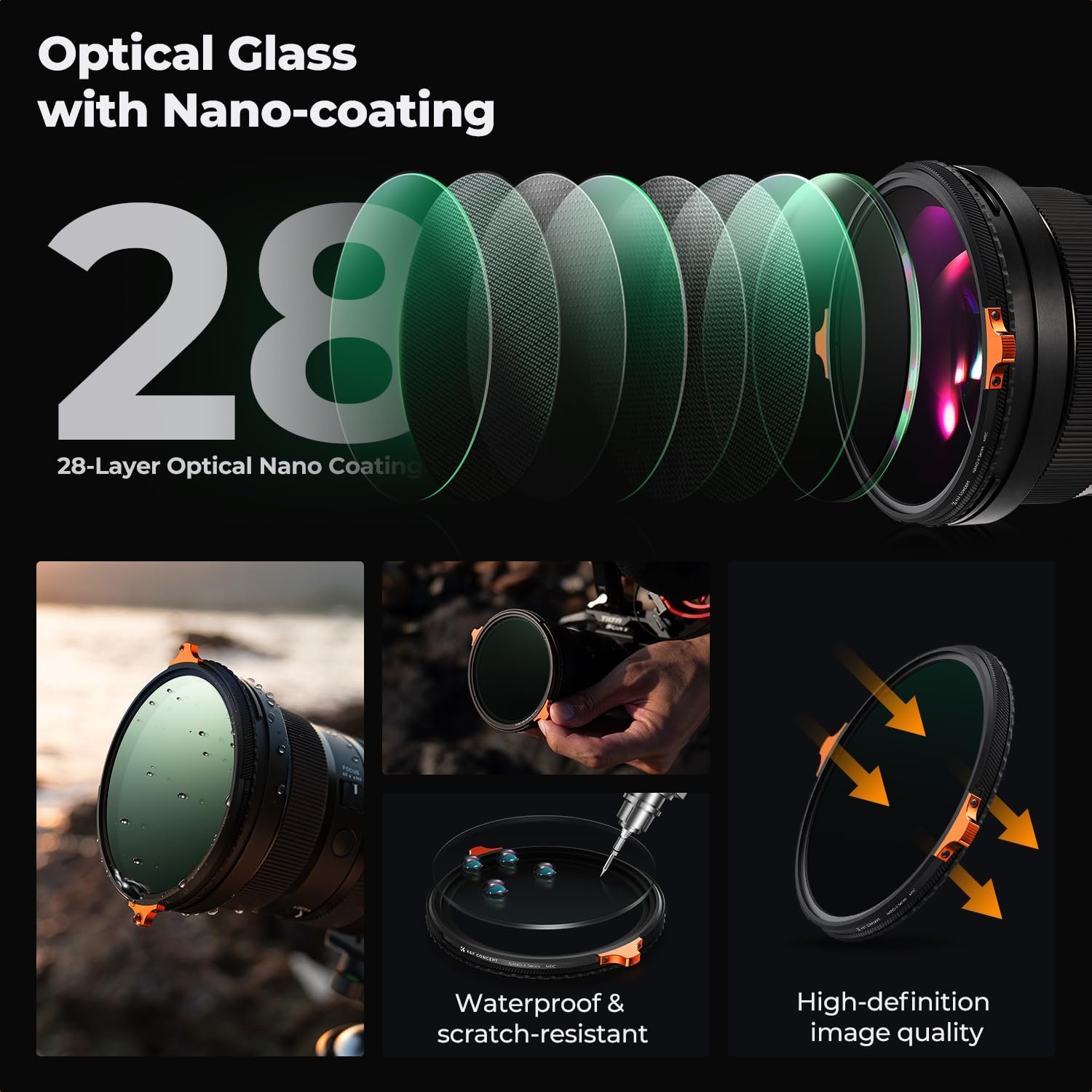 K&F CONCEPT 82mm True Color Variable Fader ND2-32 ND Filter and CPL Circular Polarizing Lens Filter in 1 for Camera Lens Neutral Density Polarizer Filter (Nano-X Series) - Image 7
