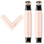 2 Pack Wing Eyeliner Stamp,Cat Eye Eyeliner Stencil Set,Waterpoof Smudge Proof Natural Liquid Eyeliner Stamp,Long-Lasting Foldable Eye Stencil Makeup Tool for Beginners(Black+Brown) - Image 2