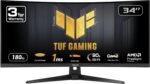ASUS TUF Gaming 34” Ultra-Wide Curved Monitor (VG34VQ3B) – 21:9 QHD (3440x1440), 180Hz, 1ms, Extreme Low Motion Blur Sync, FreeSync Premium, Speaker, 90% DCI-P3, DisplayWidget Center, 3 yr Warranty - Image 2