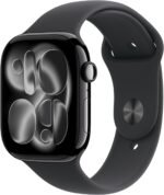 Apple Watch Series 11 [GPS + Cellular 46mm] Smartwatch with Jet Black Aluminum Case with Black Sport Band - M/L. Sleep Score, Fitness Tracker, Health Monitoring, Always-On Display, Water Resistant - Image 2