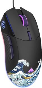 COSTOM Womier USB Wired Gaming Mouse for PC Computer Windows Mac Laptop, Lightweight Silent RGB Backlit Mouse with Adjustable 12000DPI/7 Programmable Side Buttons,Black Kanagawa Theme-G705 V2 - Image 2