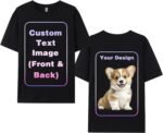 Custom T-Shirts Add Photo Logo Text for Men Women Personalized Custom Tee Shirt Create Your Own Shirt, Black/White - Image 2
