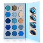 DE'LANCI Space Blue Eyeshadow Palette 15 Color Cosmetics Pressed Pigment Christmas Snowflake Eye Shadow Pallete Matte Shimmer Glitter Drama Makeup Eye Shadow Powder Long Lasting Blue Makeup Pallet - Image 2