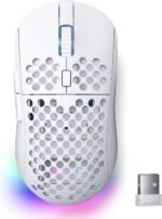 DIERYA M1 Wireless Gaming Mouse, 24000DPI, 180Hrs Battery, 16.8M RGB, 6 Programmable Buttons, Lightweight, Tri-Mode (2.4G/BT5.2/USB-C) for PC/Mac/Laptop - White - Image 2