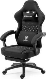 Dowinx Gaming Chair Breathable Fabric Game Chair with Gel Pad and Storage Bag, Comfortable Gamer Chair with Pocket Spring Cushion, Ergonomic Computer Chair with Footrest, Black - Image 2