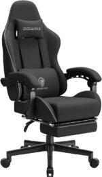 Dowinx Gaming Chair Fabric with Pocket Spring Cushion, Massage Game Chair Cloth with Headrest, Ergonomic Computer Chair with Footrest 290LBS, Black - Image 2