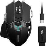 EWEADN G5 Wireless Gaming mouse, 12800 Adjustable DPI Ergonomic Mouse with 6 RGB Backlit Modes, Rapid Fire Key, 9 Programmable Macro Buttons, Rechargeable Bluetooth Mouse for PC/Mac/Laptop - Black - Image 2