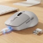 EWEADN Q1 Wireless Bluetooth Mouse, BT & 2.4G Computer Mouse with Battery & DPI LED Screen Display, Type-C Rechargeable with 1600 DPI Levels, 6 Button Silent Ergonomic Mouse for Laptop/PC/Mac-Grey - Image 2